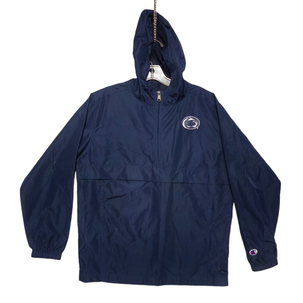 Champion Penn State Windbreaker Youth XL Womens M Navy Blue Quarter Zip Hooded